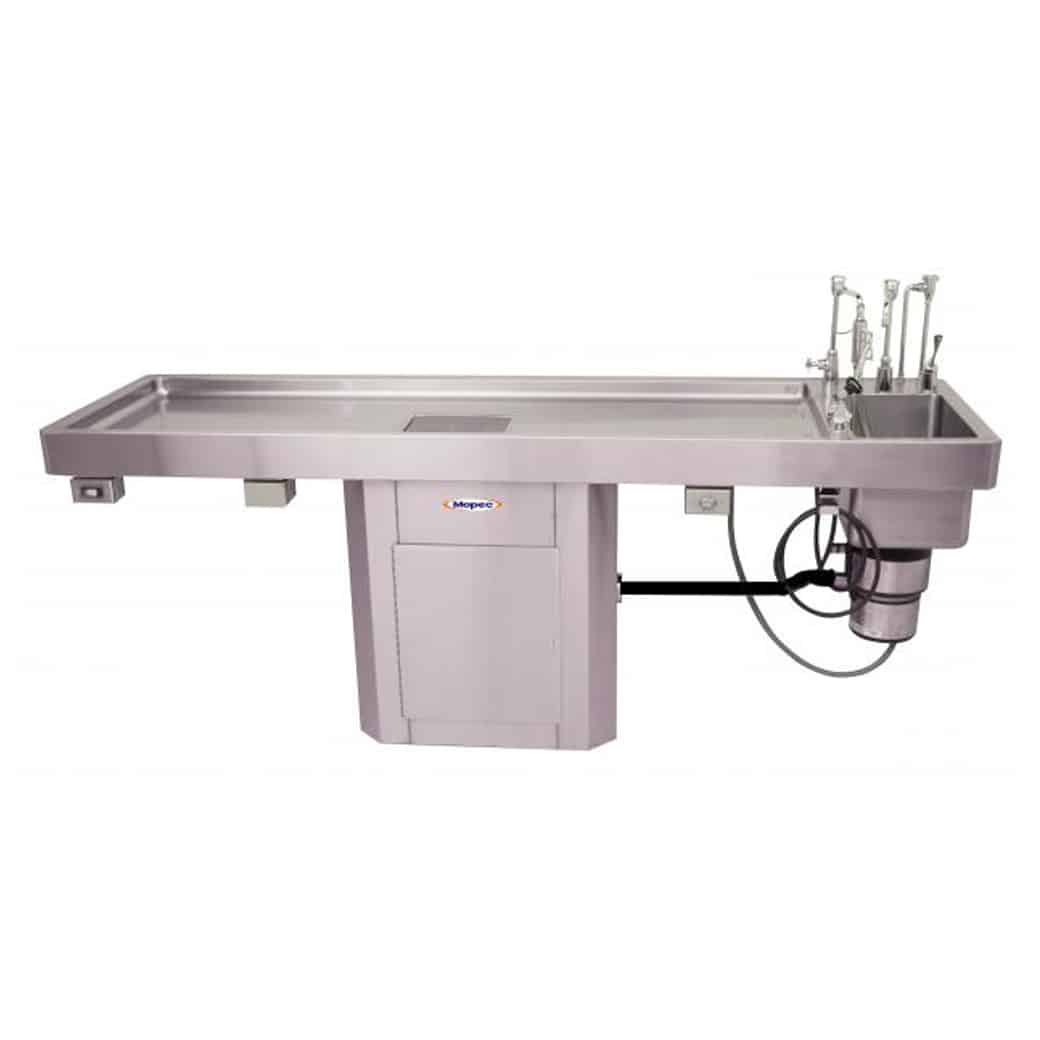 Mopec CE100 Series Pedestal Style Autopsy Table, Freestanding and Non-Elevating
