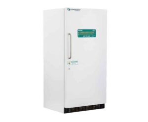 Flammable-rated laboratory refrigerator designed for safe storage of hazardous chemicals