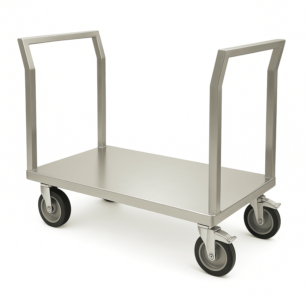 2-Handle Stainless Steel Platform Cart for Laboratory and Facility Transport