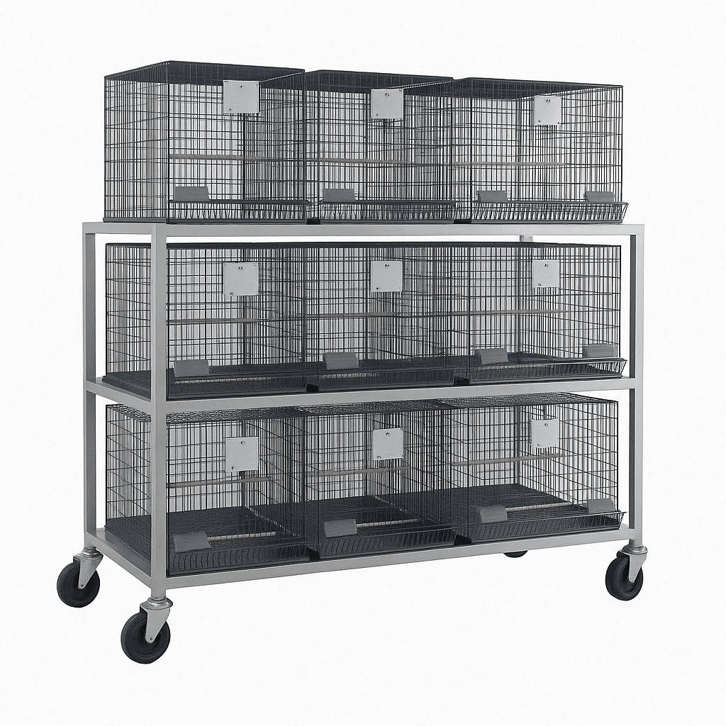 9-Cage Finch Housing Unit – Stainless Steel & PVC-Coated Wire