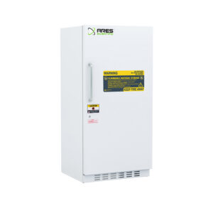ARS-FRB-30 30 cu ft general purpose flammable storage refrigerator, door closed exterior with hazard warning labels