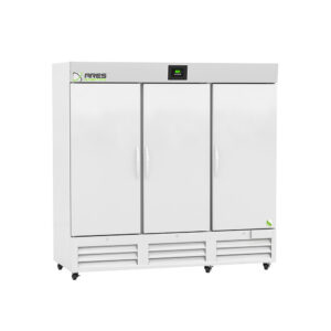 ARES Scientific 72 cu ft three-door laboratory refrigerator with solid doors and digital temperature display