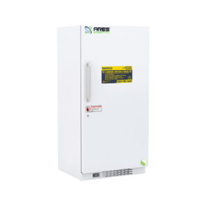 ARES Cool ARS-HC-FRCS-30 30 cu. ft. flammable storage refrigerator/freezer combo exterior with NFPA 45 OSHA label